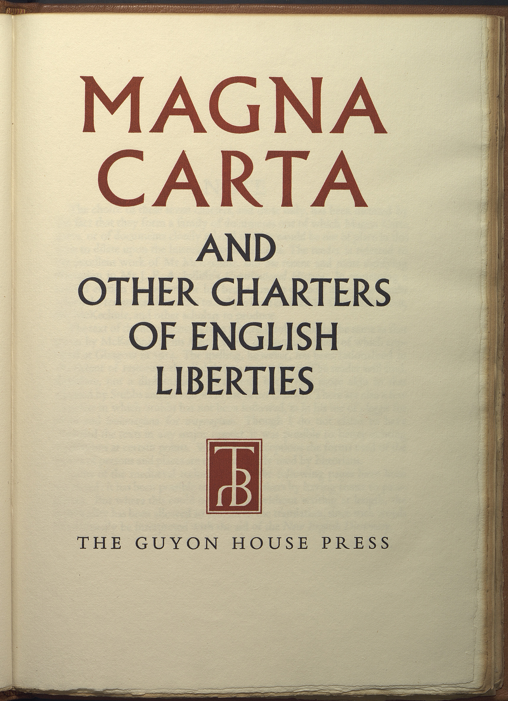 Magna Carta printed by the Guyon House Press