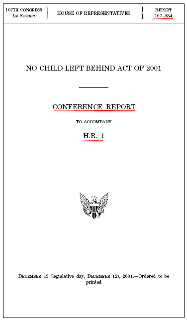 Conference Report on No Child Left Behind 