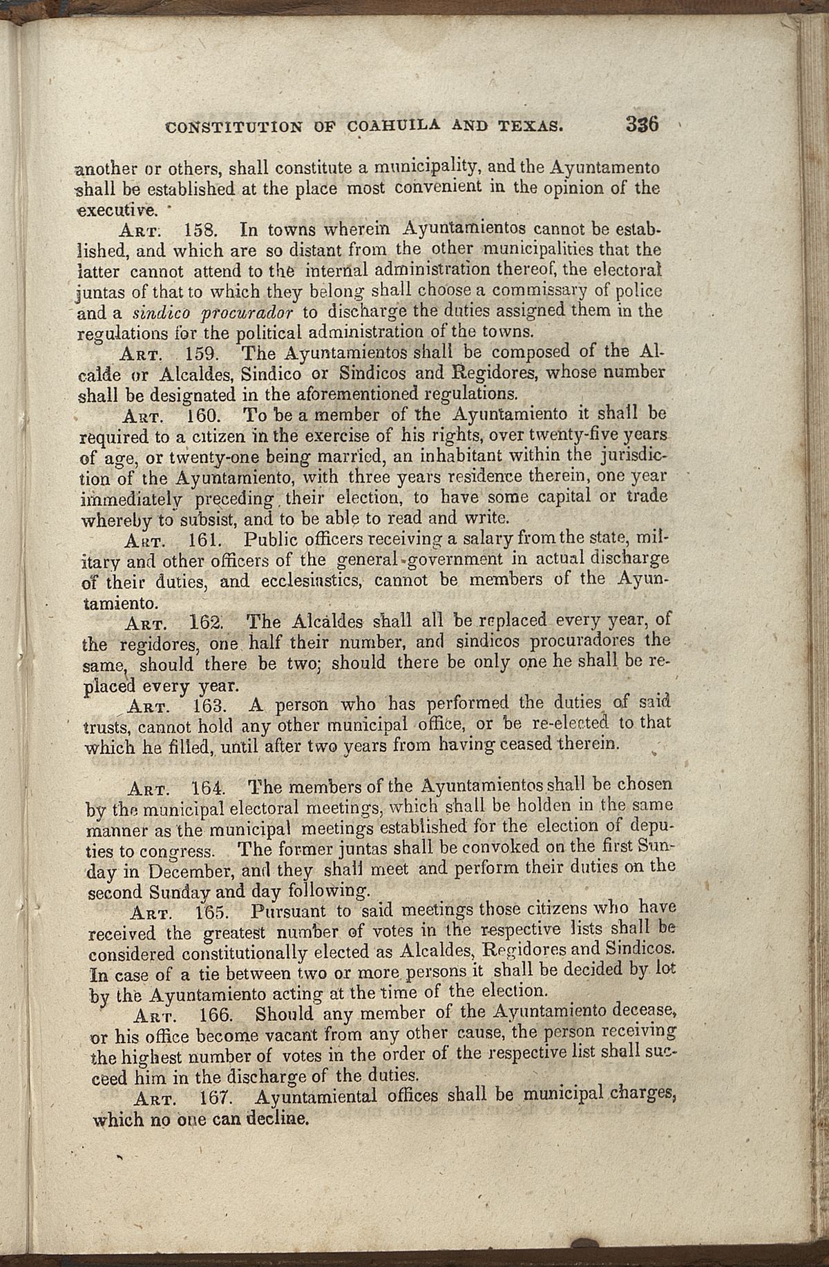 Title III, Section VII, Article 157-167