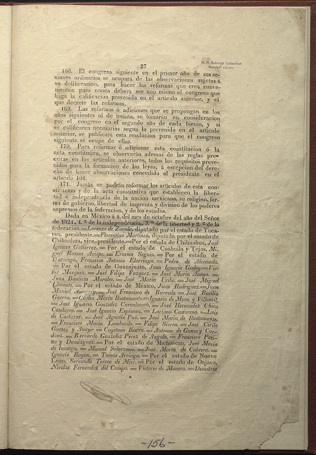 Title VII, Sole  Section, Articles 168-171