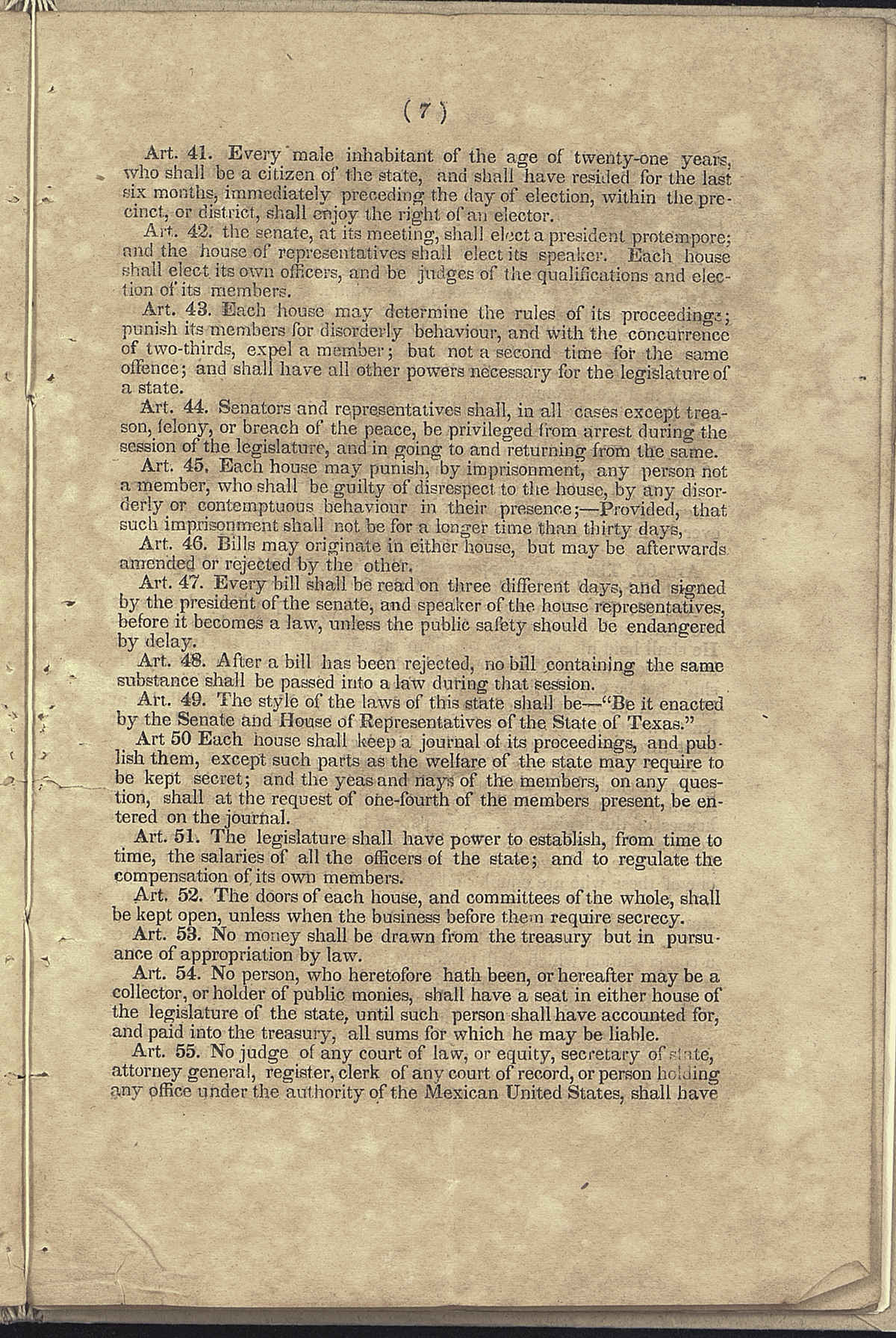 Legislature, Articles 41-55