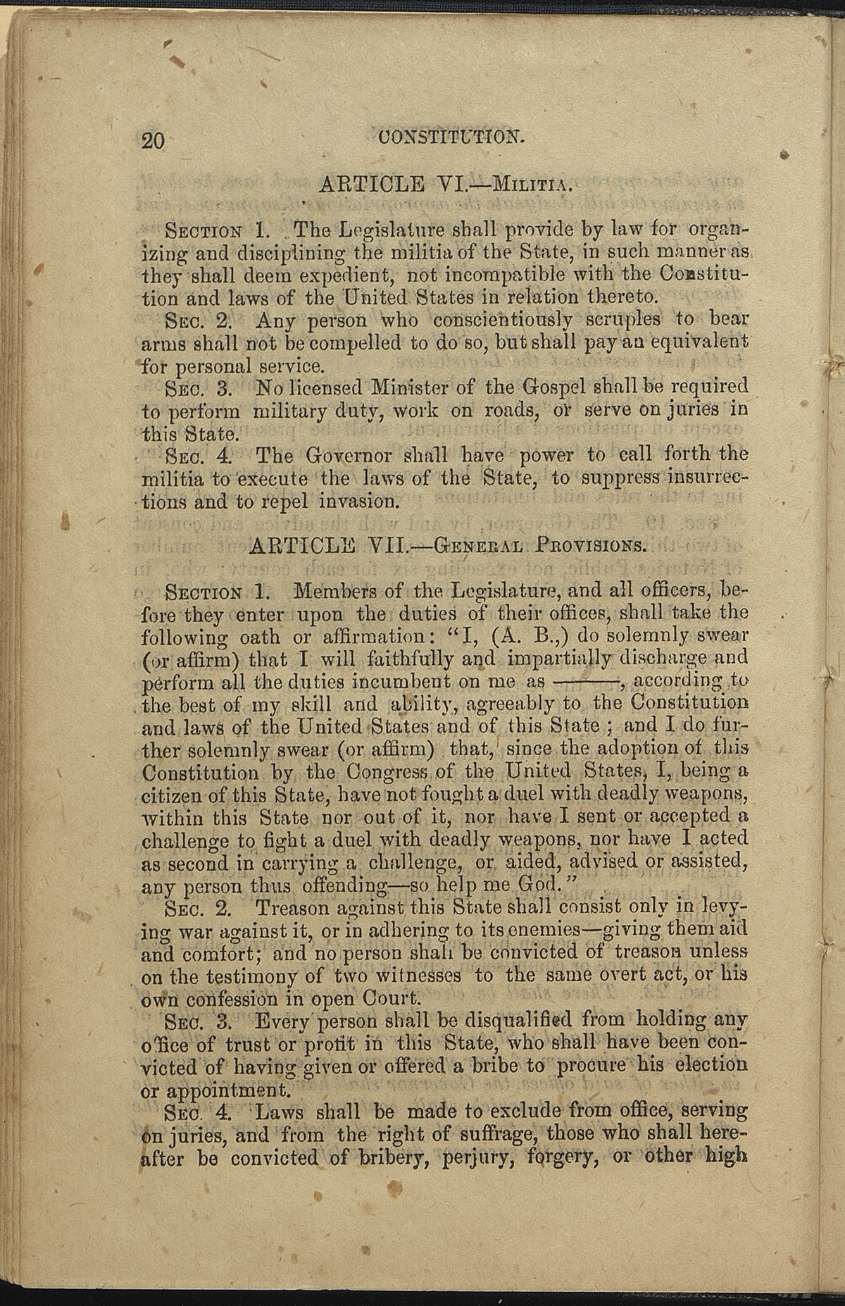Article VII, Sections 1-4