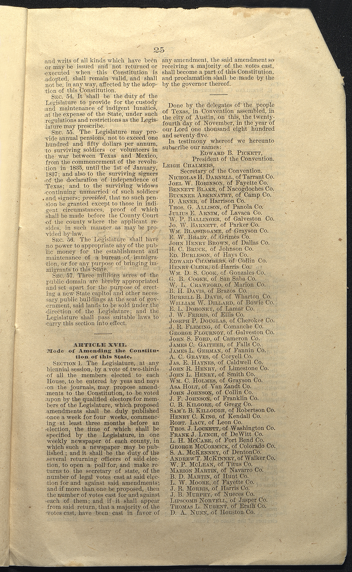 Article XVII, Section 1