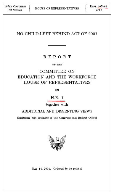 Title page of Report on No Child Left Behind Act