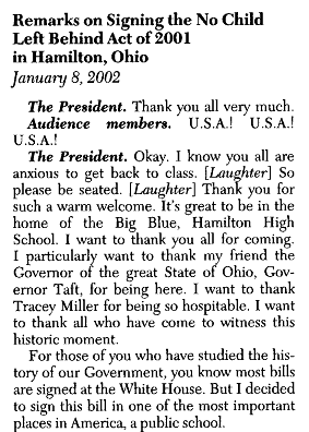 Pres. Bush's remarks on signing the law.